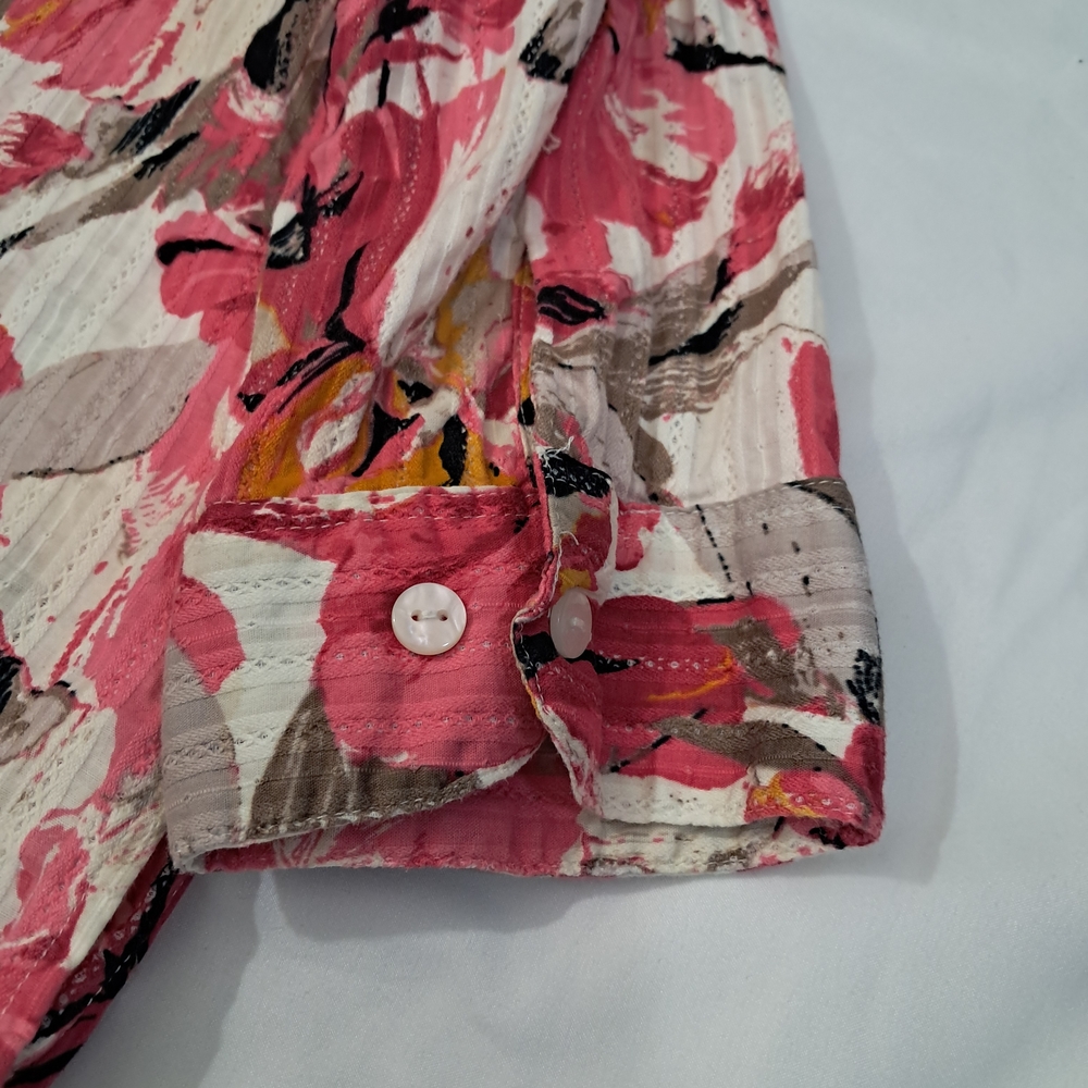 Kim Rogers 16p Cotton Floral Button-Up Blouse Shirt Top Ladies EUC - Picture 13 of 16